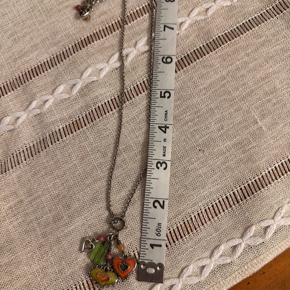 Heart Charm Necklace with Silver and Green Accents